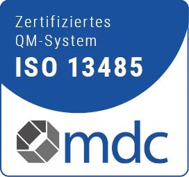 Plakette der mdc medical device certification zur ISO 13485