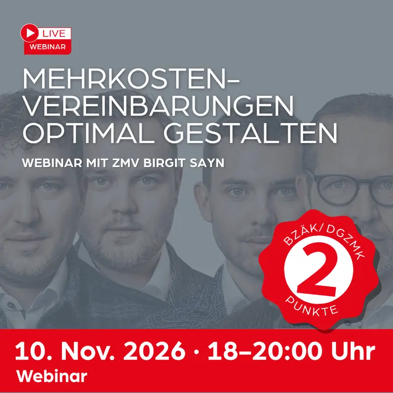 Ankündigungsmotiv der Fortbildung zu Mehrkostenvereinbarungen